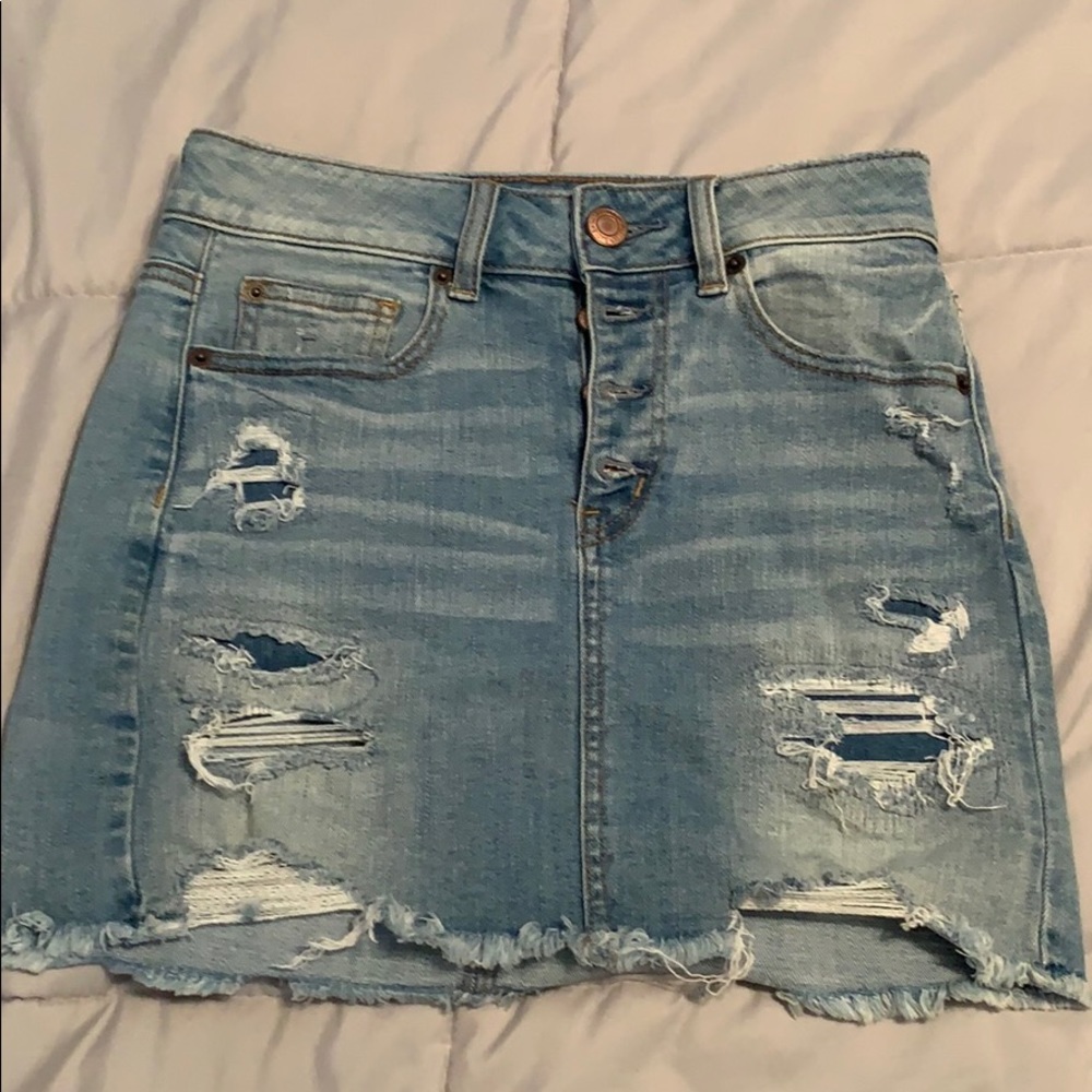American eagle mini light jean skirt